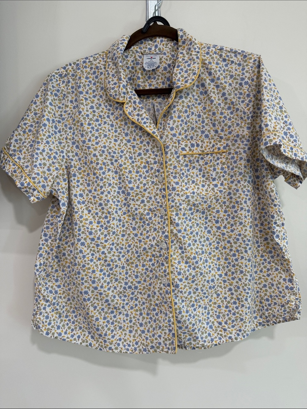 Draper James Lands End Short-Sleeve Floral Pajama Set in Blue and Yellow